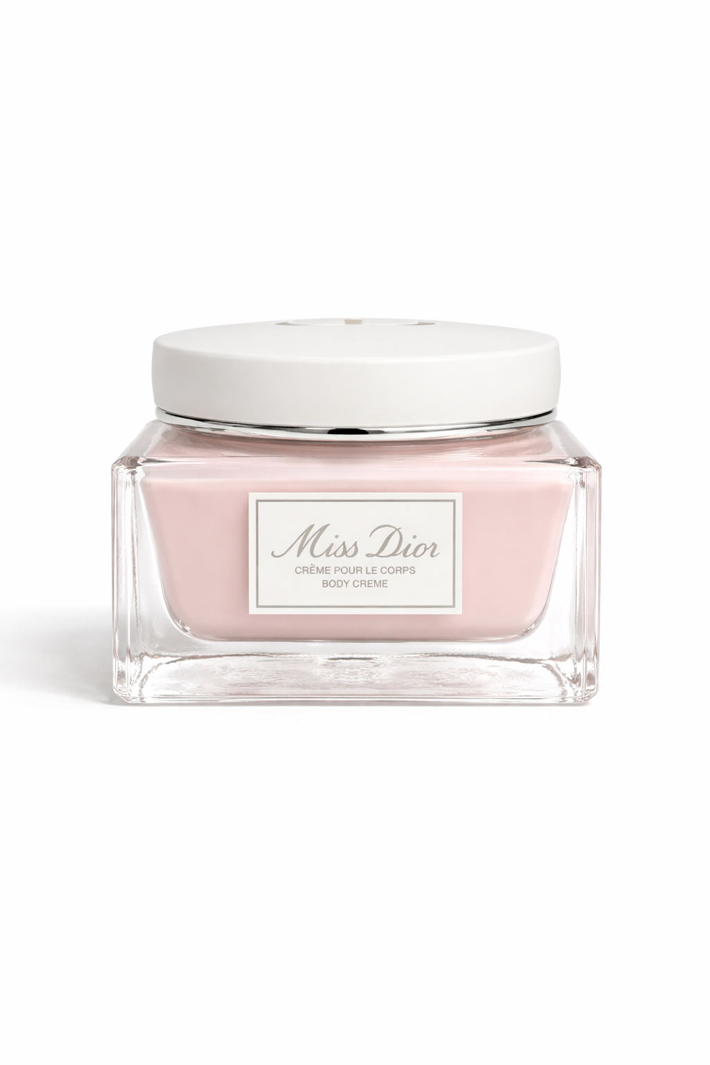 Miss Dior Body Cream 150ml by Dior in luxury glass jar with pinkكريم الجسم ميس ديور 150 مل من ديور داخل عبوة زجاجية فاخرة cream