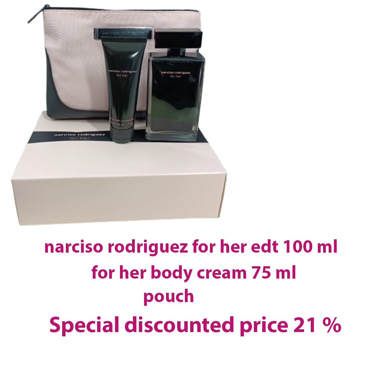Narciso Rodriguez for Her Perfume Women 3pc Gift Set 100 Ml Edt