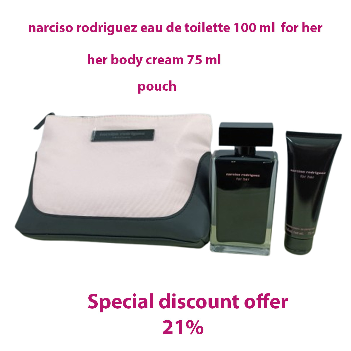 Narciso Rodriguez for Her Perfume Women 3pc Gift Set 100 Ml Edt