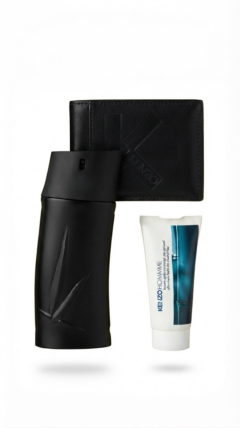 Kenzo Homme Night Gift Set including 100ml Eau de Toilette, shower gel, and signature wallet available at Perfumes Garden.