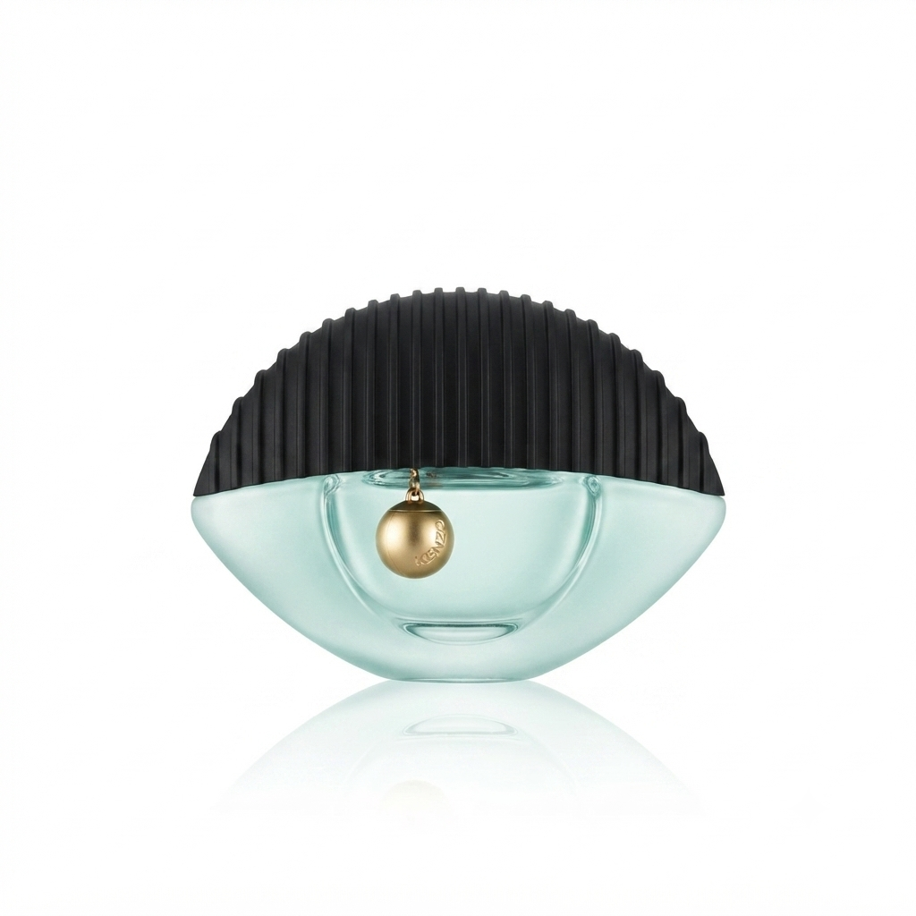 Kenzo World Eau de Parfum 75ml eye-shaped perfume bottle with a black cap and gold charm on a white background.