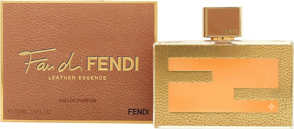 صورة أمامية لعطر فندي فان دي ليذر ايسنس 75 مل مع العلبة الخاصة به.