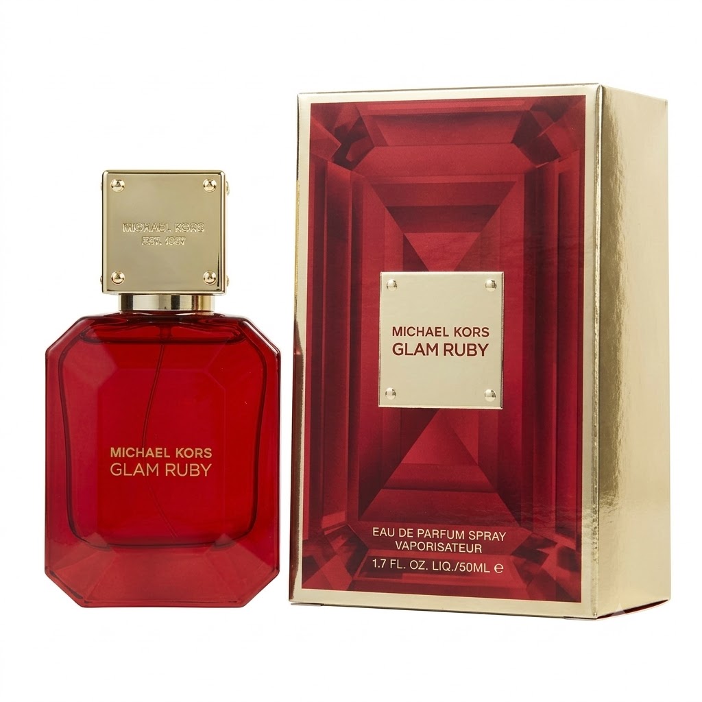 عبوة عطر مايكل كورس غلام روبي للنساء 50 مل مع صندوق التغليف.