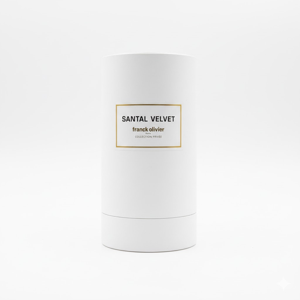 Franck Olivier Santal Velvet Eau de Parfum 100ml bottle and white box on a white background.
