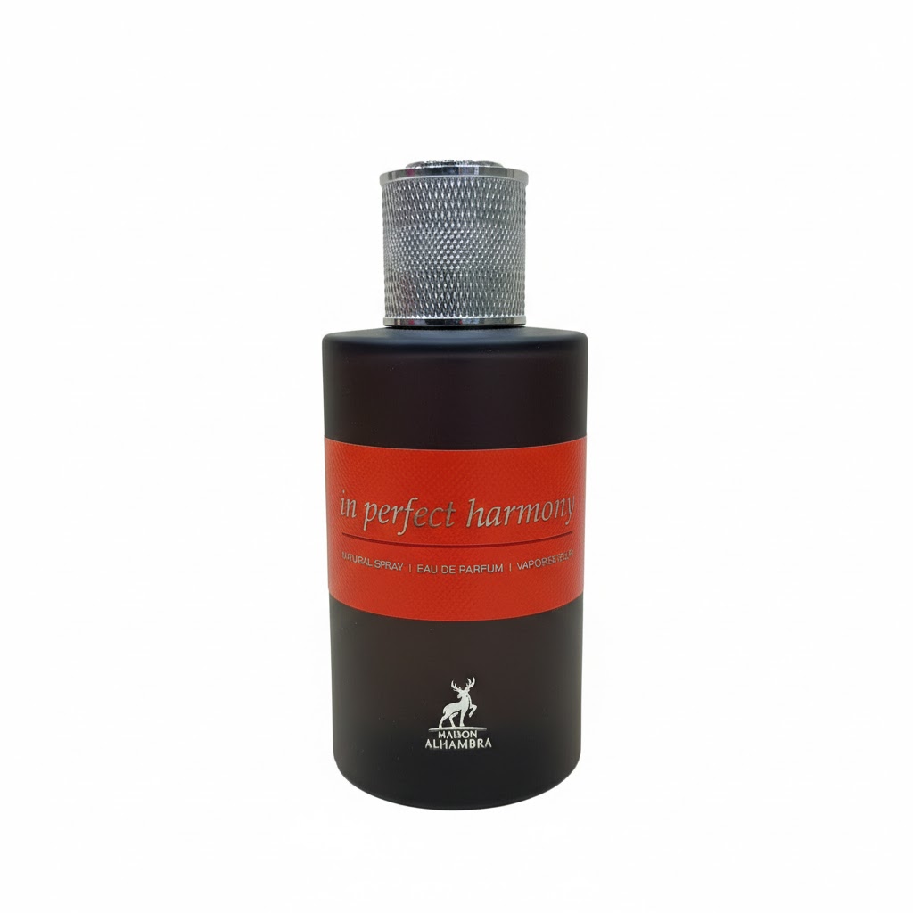 In Perfect Harmony by Maison Alhambra, a luxury unisex Eau de Parfum, 60ml bottle with elegant white and gold packaging.