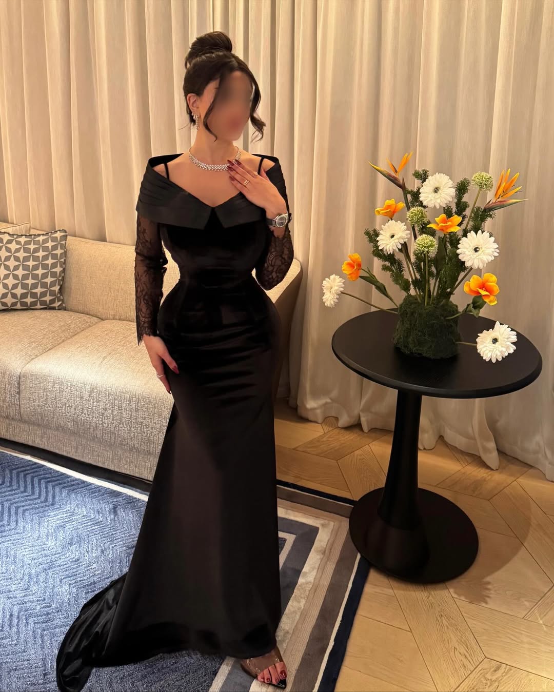 فستان سهرة شتوي اسود