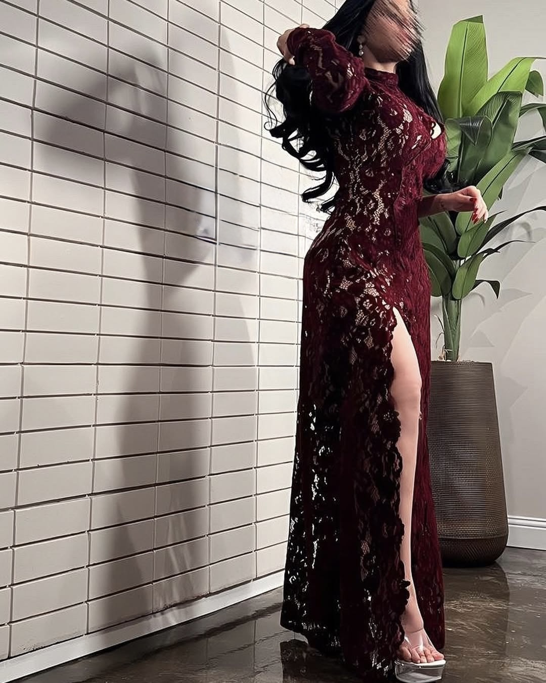 فستان سهره دانتيل برغندي 