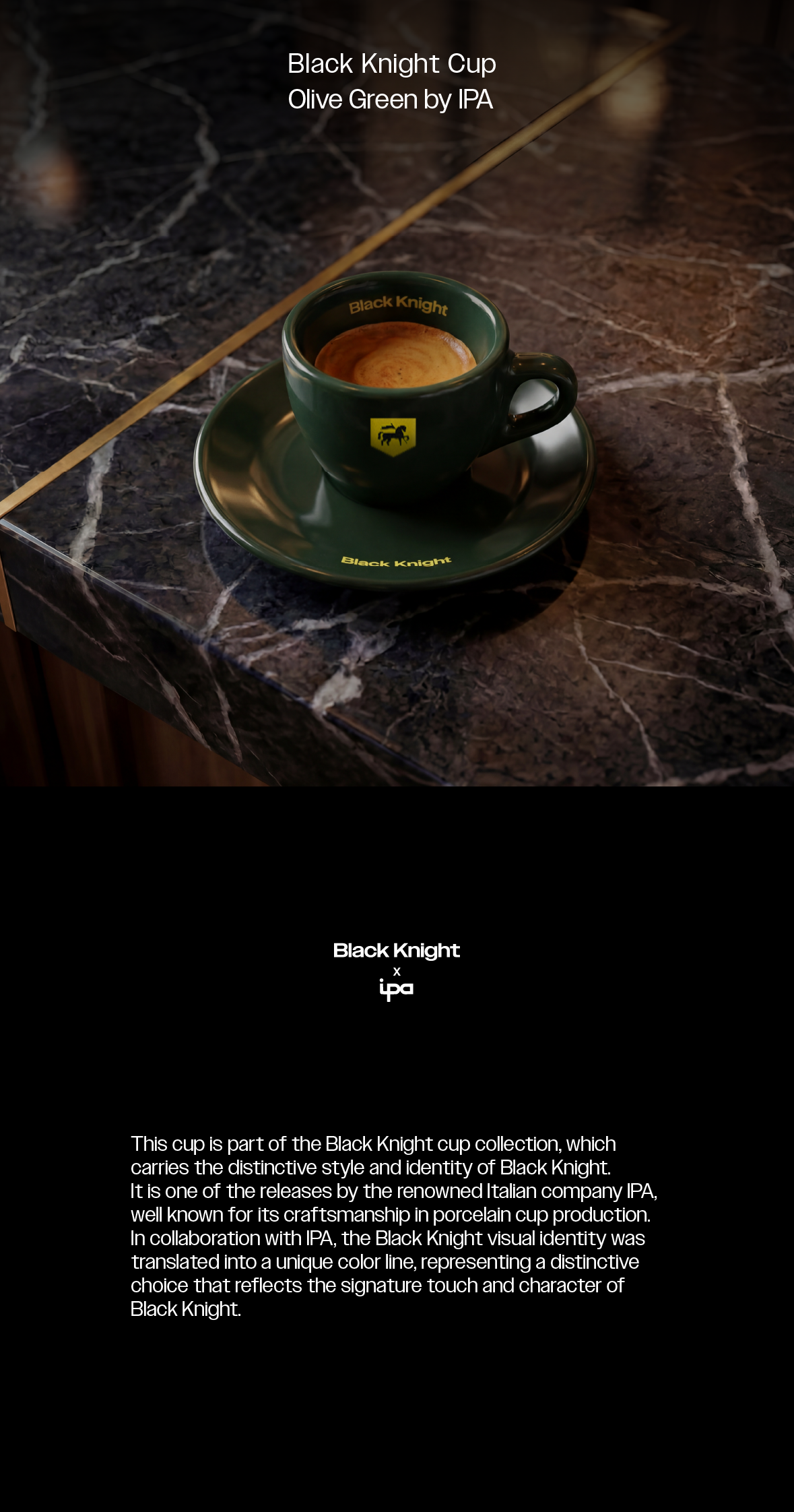 Black Knight green 50 ml espresso cup in collaboration with IPA, artistic design