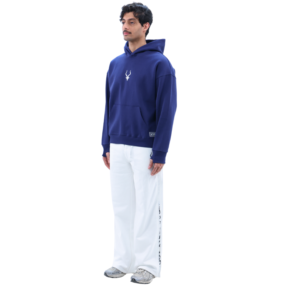 هودي ADDAX  هودي Midnight  هودي فاخر  هودي الهوية  premium hoodie  luxury streetwear  هودي تفاصيل فنية  هودي أزرق داكن  هودي للجنسين  ADDAX signature hoodie