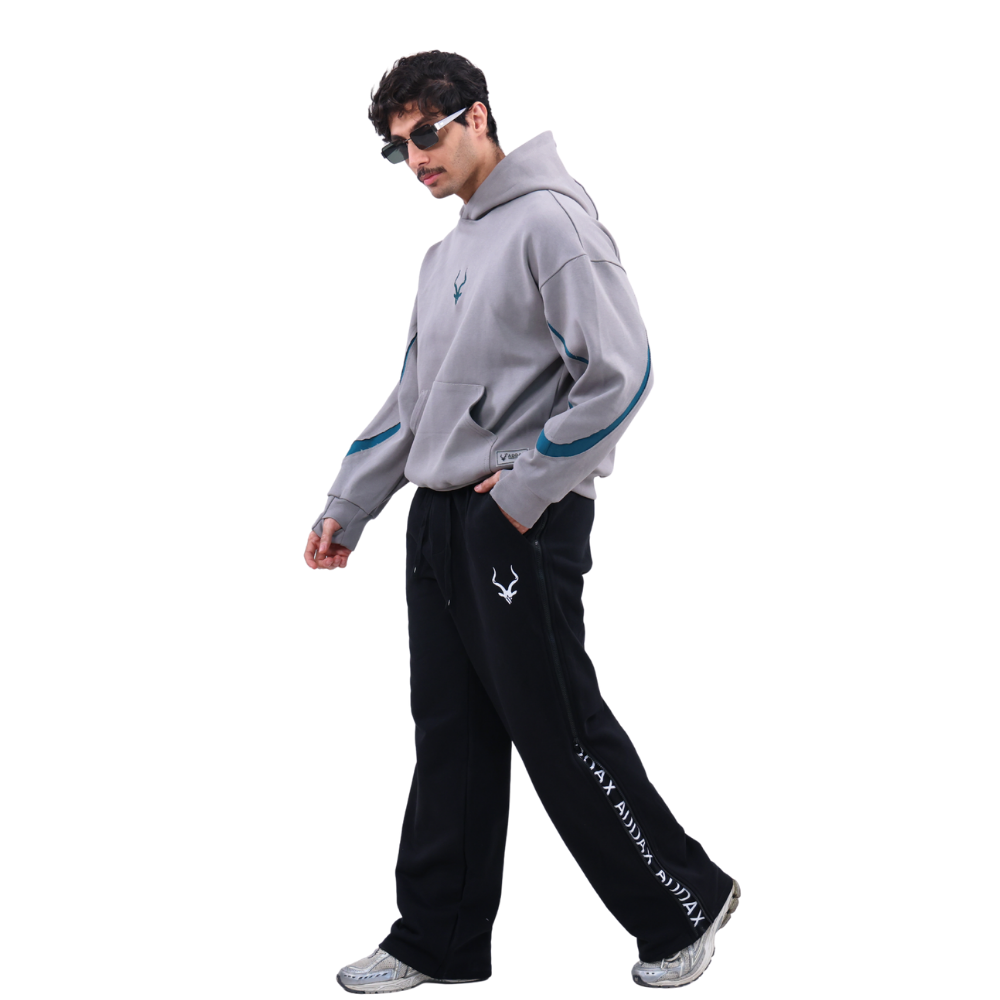 هودي فاخر  هودي رمادي فخم  ADDAX hoodie  هودي غرافيتي  هودي أوفرسايز  luxury hoodie  street luxury style  هودي مميز  هودي للجنسين  premium grey hoodie