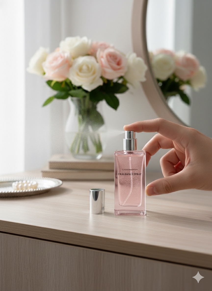 عطر منزلي بخاخ وردي، معطر جو فوري، سبراي تعطير برائحة زهرية