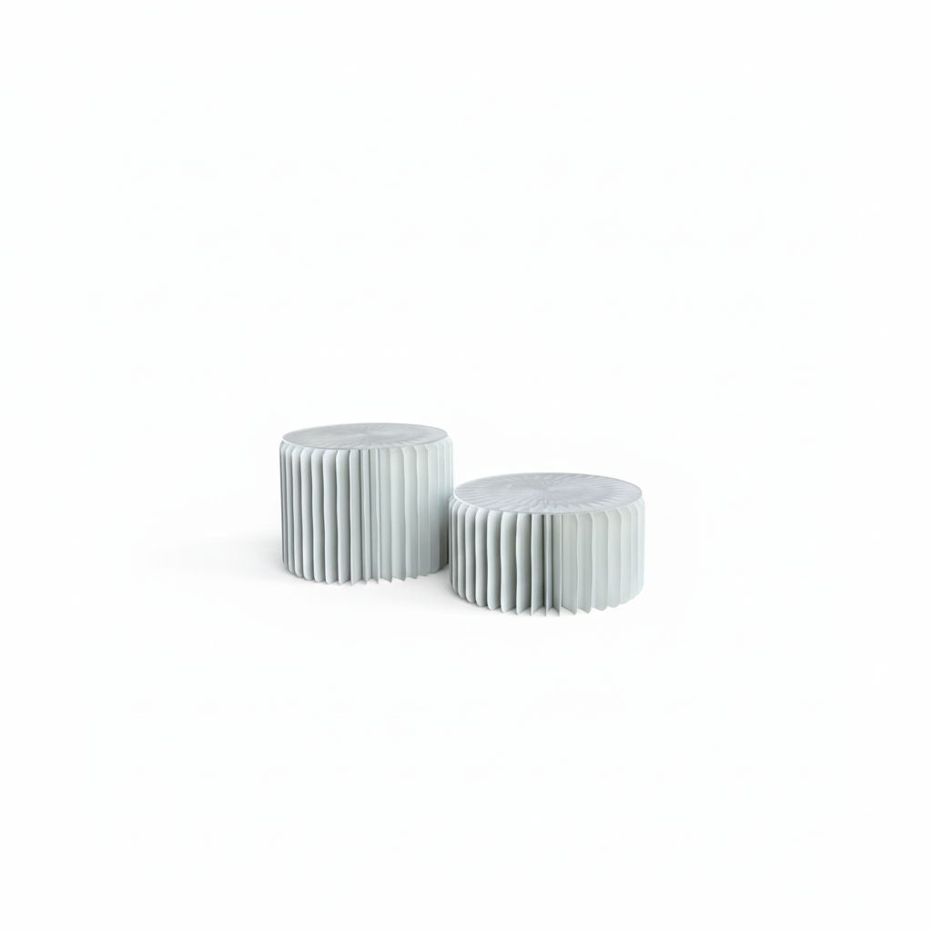  Set Of Grey Ribbed Cylindrical Base 