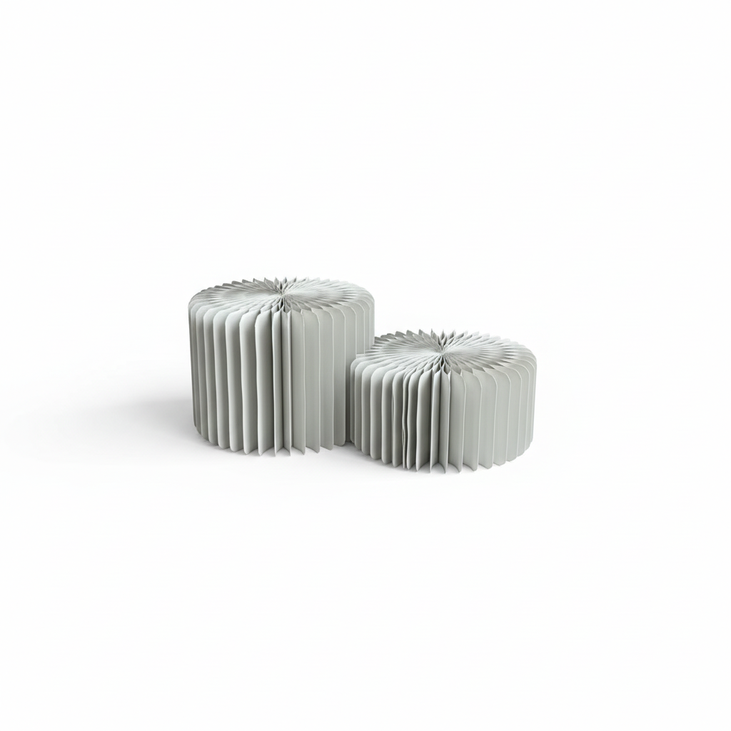 Set Of Grey Ribbed Cylindrical Base 