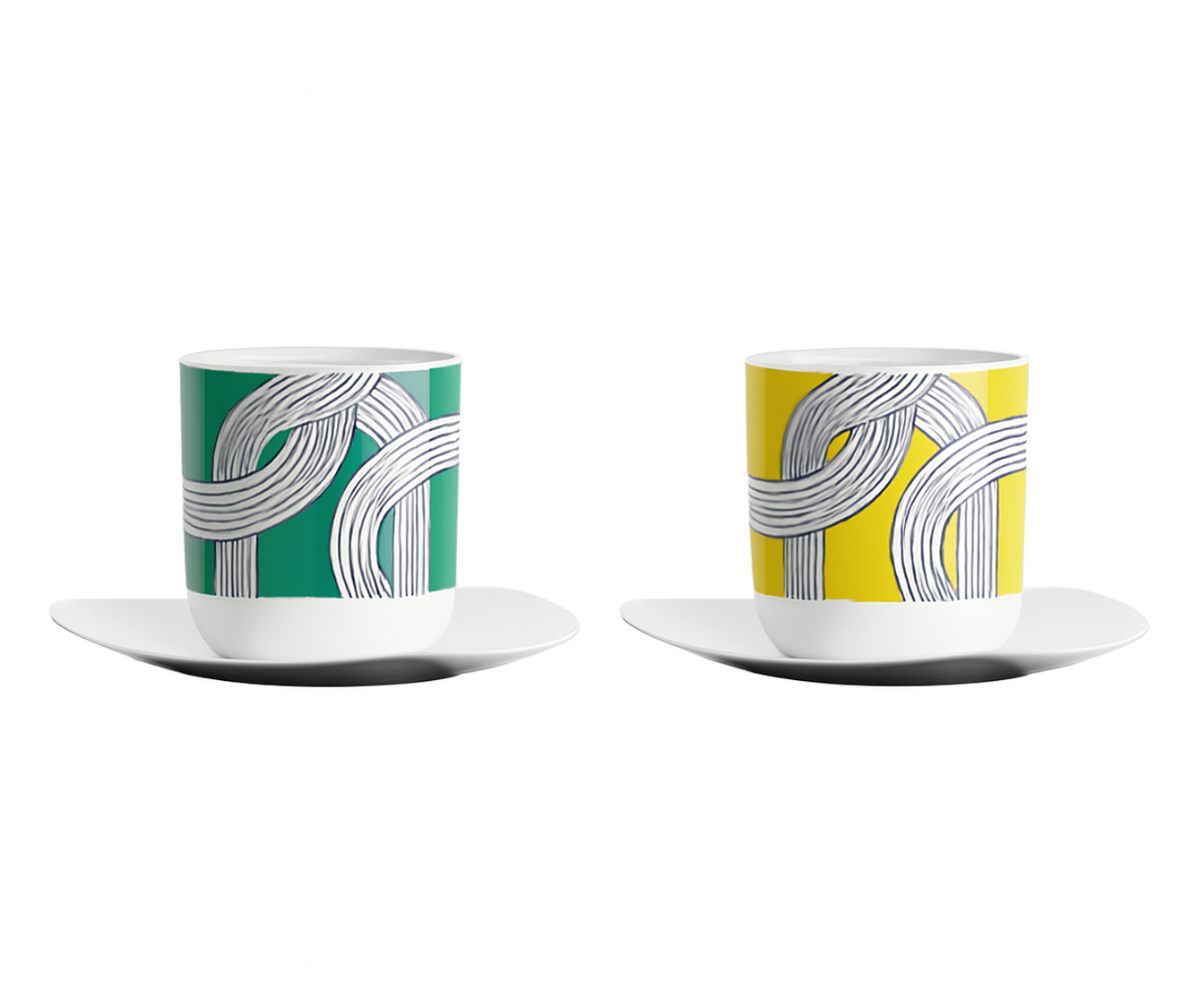 A SET OF TWO CERAMICS CUP AND SAUCER 