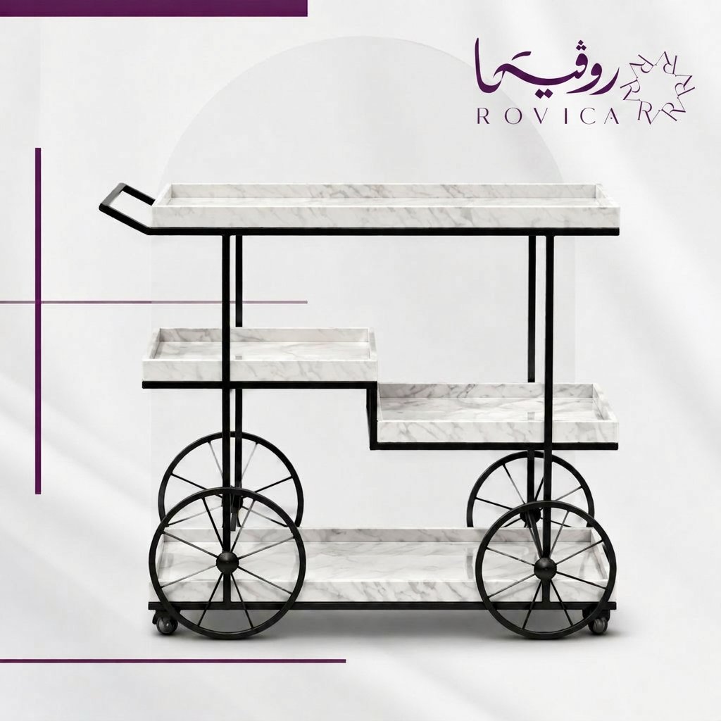 عربة تقديم أربعة أدوار من Roviva بتصميم صناعي مودرن