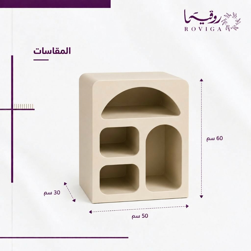 كومودينة أوف وايت من Rovica مع توضيح المقاسات 60×50×30 سم.