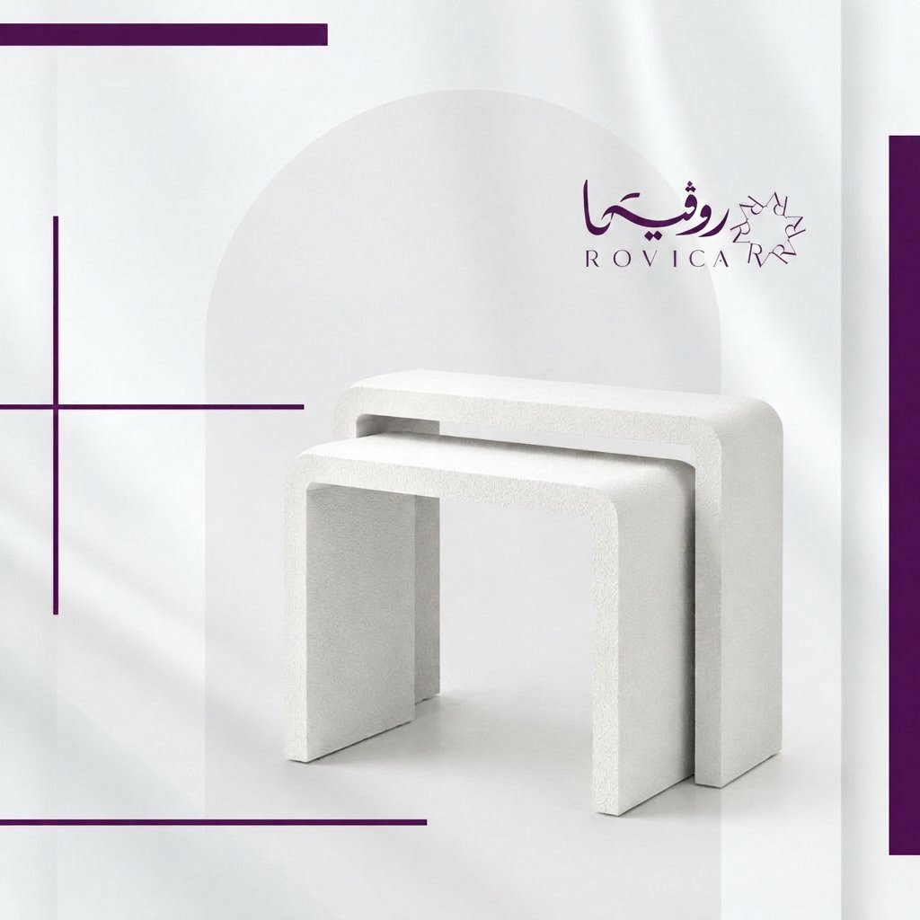 طقم طاولتين مدخل كونسول أبيض مودرن