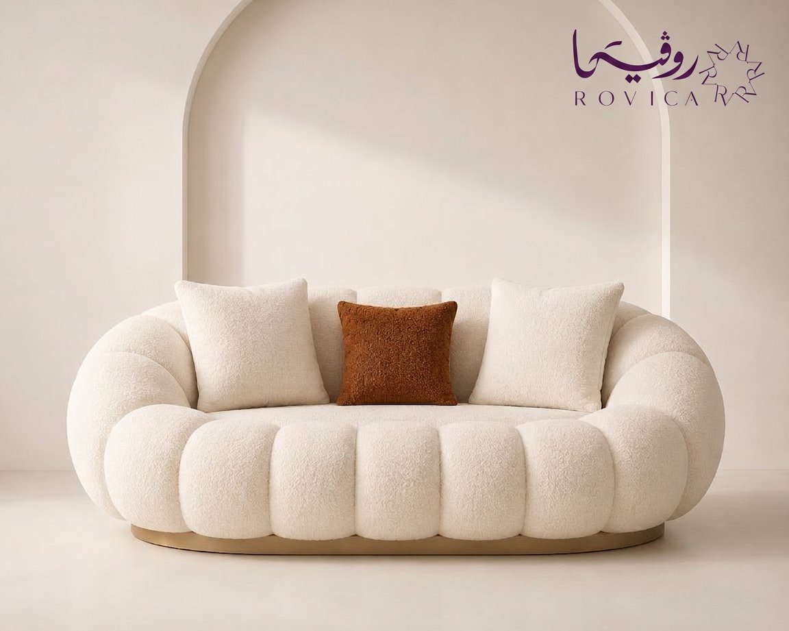 كنبة الغيمة للاستراحة بوكلية أبيض من Rovica بتصميم قوقعة عصري.