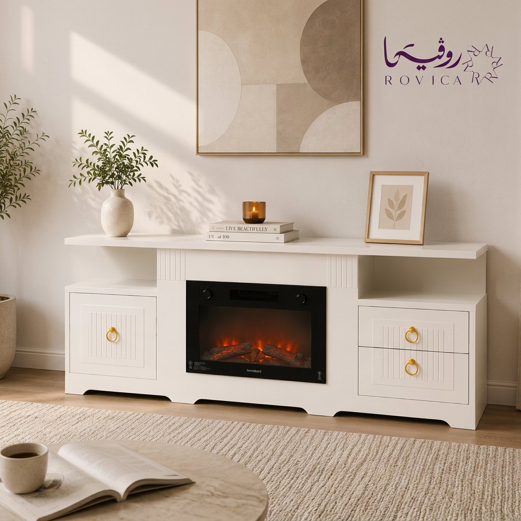 دفاية كهربائية مودرن من Rovica داخل غرفة معيشة عصرية