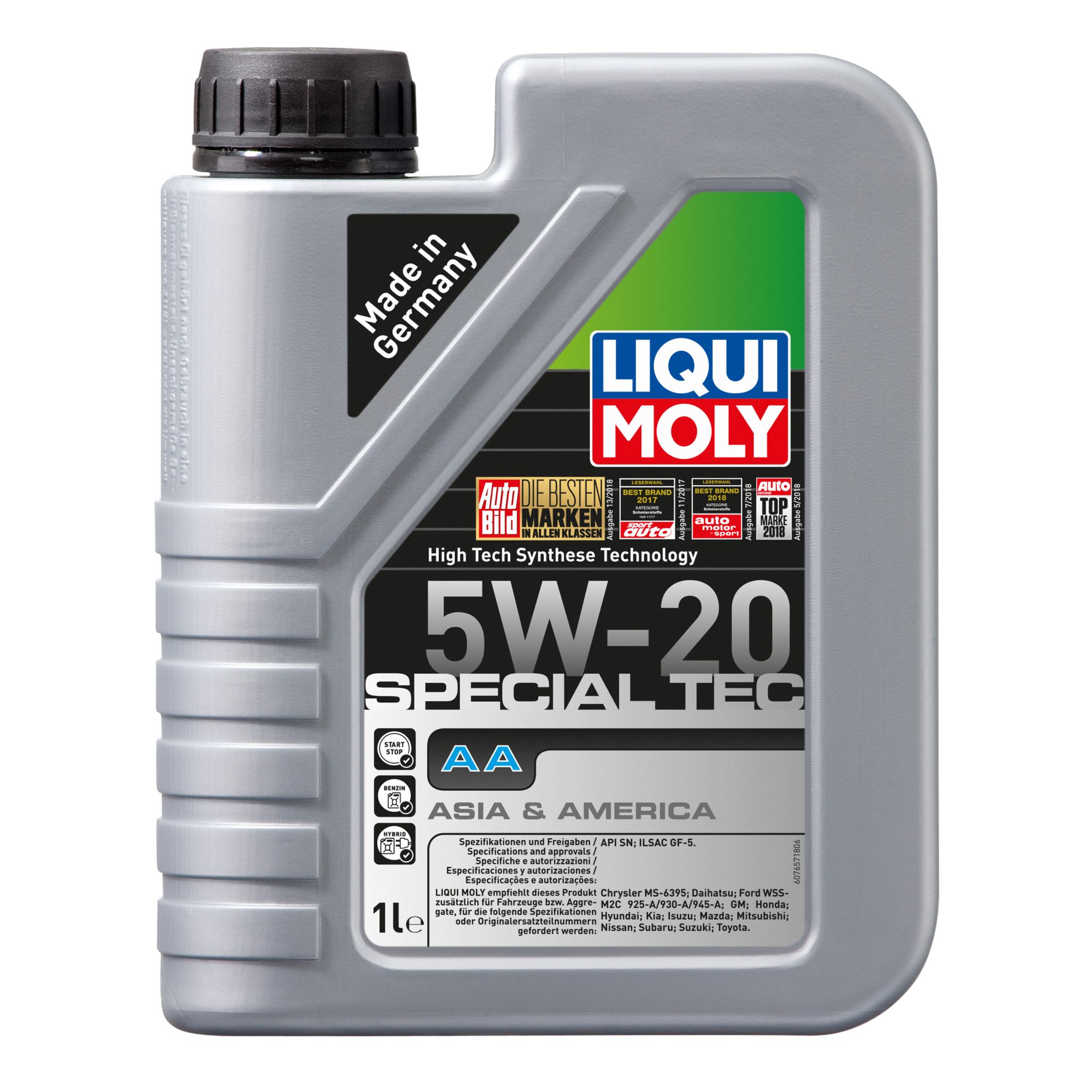 a genuine 1-liter grey container of LIQUI MOLY Special Tec AA 5W-20 motor oil on CarBoost store.