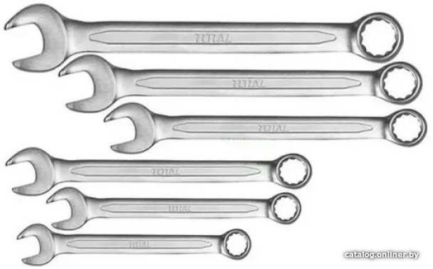 TOTAL 6-piece Chrome Vanadium combination spanner set arranged