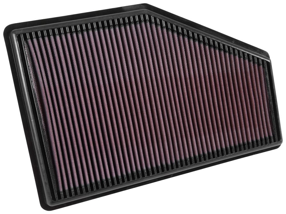 The panel high-flow replacement air filter by K&N for Chevrolet, Cadillac, and Buick models
