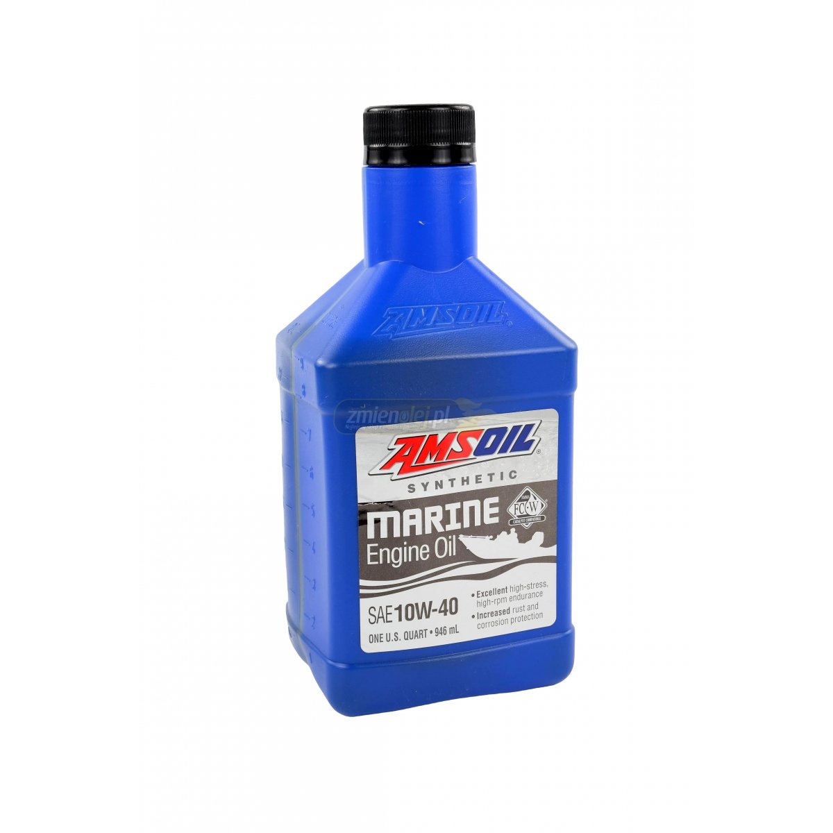 عبوة زرقاء لزيت محرك أمزويل (AMSOIL) البحري SAE 10W-40 لمحركات القوارب