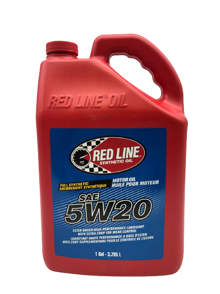 a genuine 1-gallon red container of Red Line Full Synthetic Ester-Based SAE 5W-20 motor oil on CarBoost store.