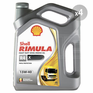 4L container of Shell Rimula R4 X Diesel 15W-40 engine oil