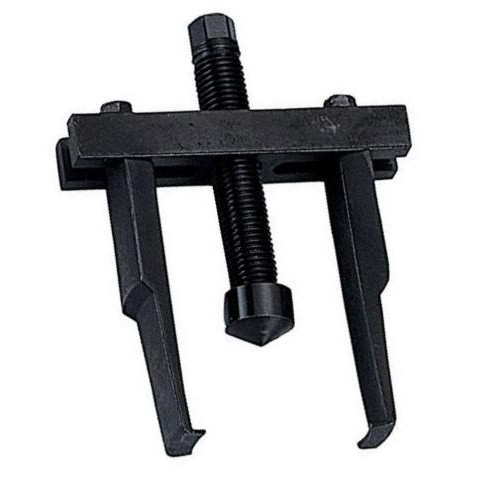 JTC 2-jaw bearing puller tool featuring a black oxide steel frame, dual sliding legs, and a center forcing screw.