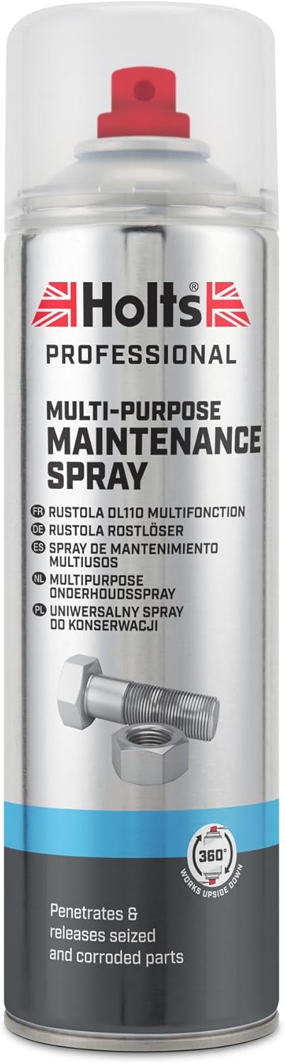 Silver aerosol can of Holts professional multi purpose maintenance spray 500ml