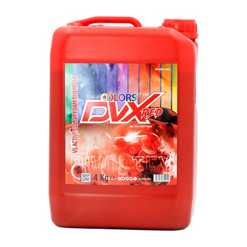 A 4KG red plastic jug of DVX Wash Shampoo Red Foamy car shampoo from DVX