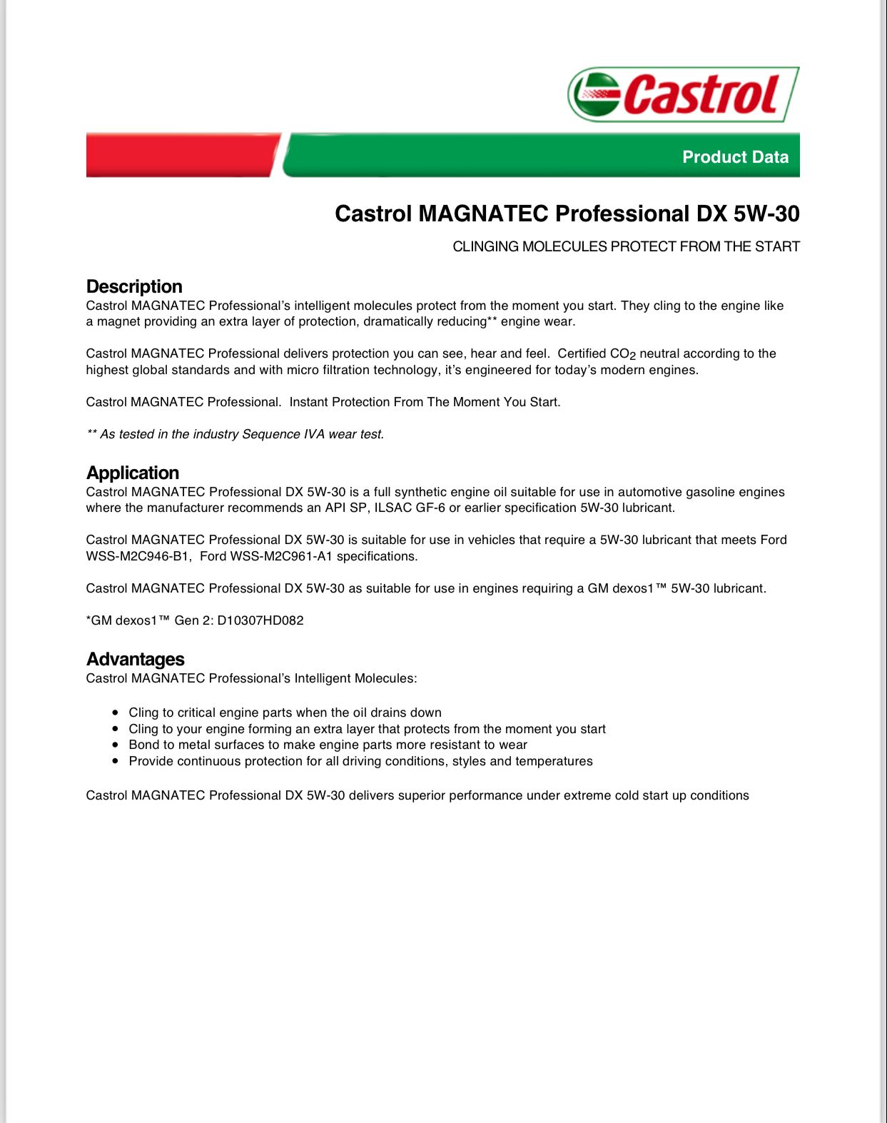 عبوة زيت كاسترول مجنتيك (Castrol MAGNATEC) لزوجة 5W-30 تخليقي بالكامل سعة 1 لت