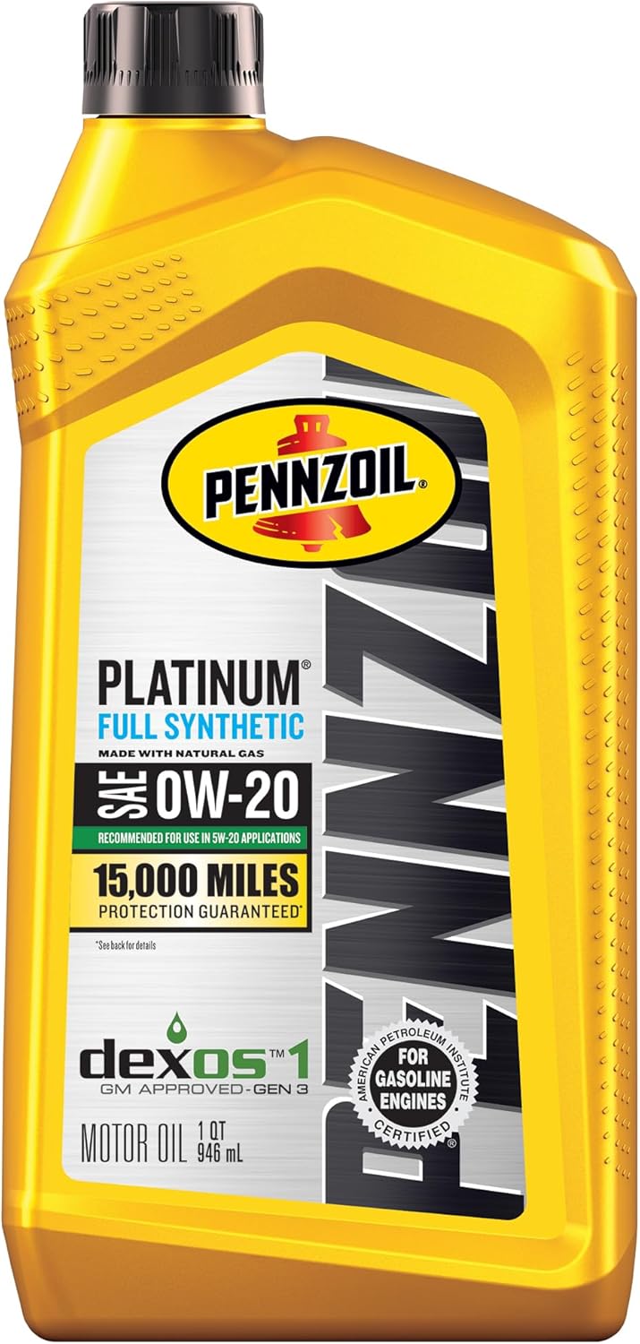 عبوة زيت بنزويل بلاتينيوم (Pennzoil Platinum) لزوجة 0W-20 التخليقية بالكامل سعة 1 كوارتر