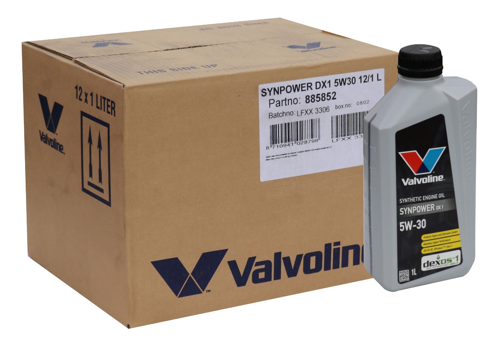 كرتون زيت محرك فالفولين Valvoline DX1 5W30 تخليقي بالكامل 12 عبوة لمتجر كاربوست.