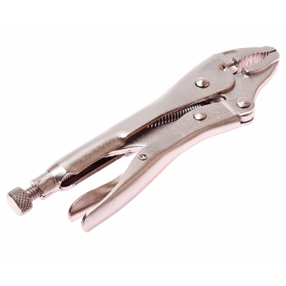 JTC 7-inch curved jaw silver metallic locking pliers showing its calibrated