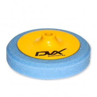 A 170mm blue circular polishing sponge attached to a yellow plastic plate