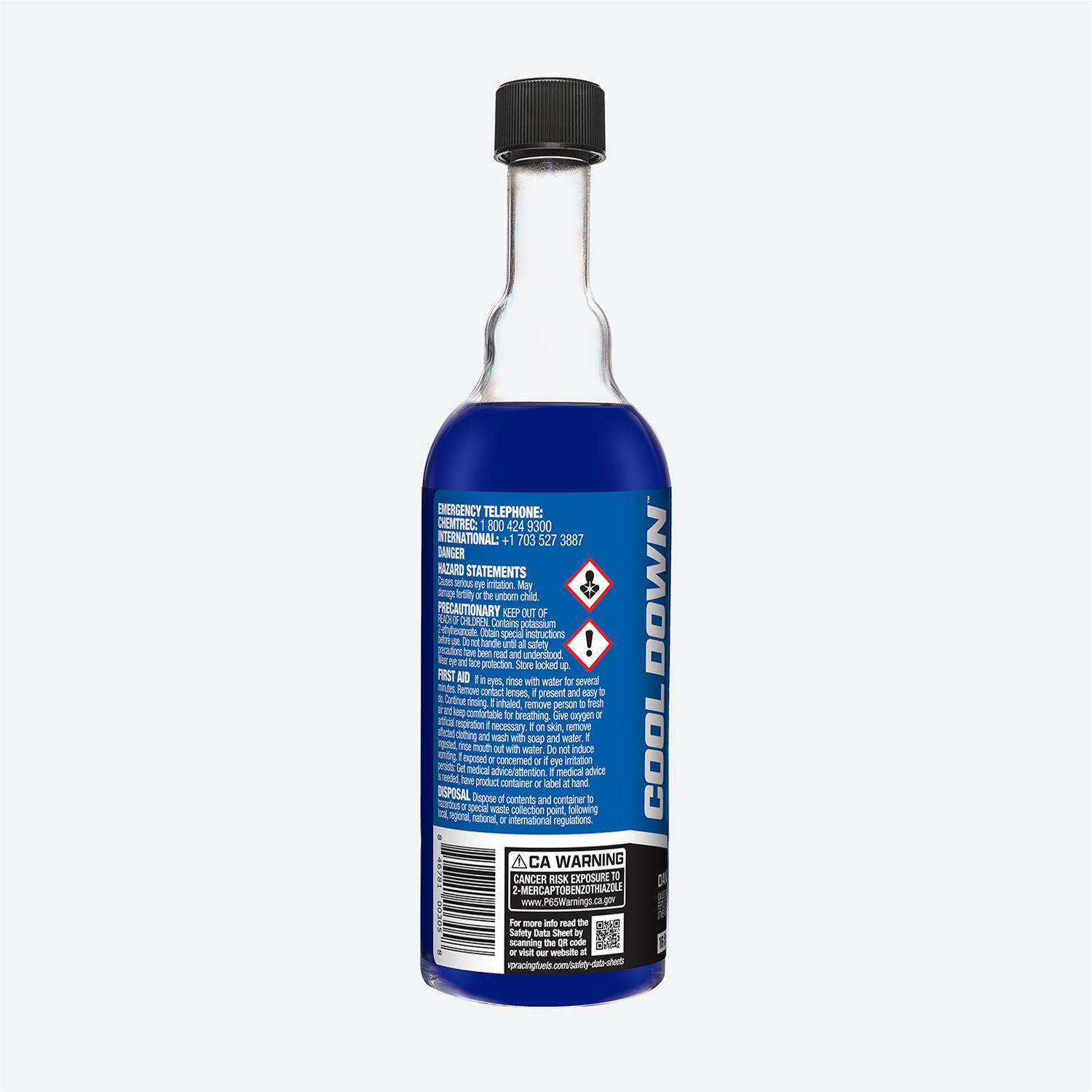 Blue bottle of VP Racing Cool Down coolant improver