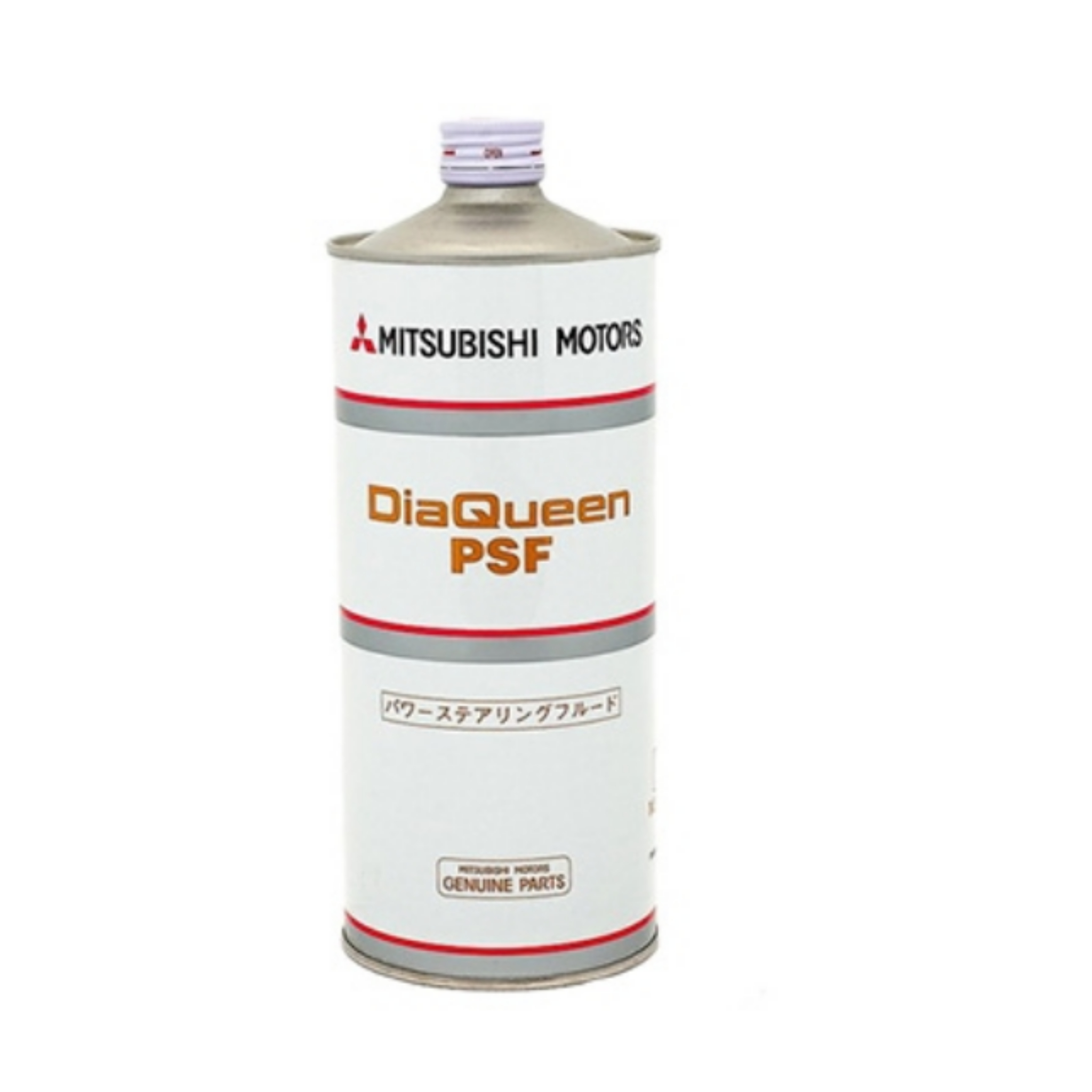 A genuine silver metal 1-Liter can of Mitsubishi DiaQueen Power Steering Fluid
