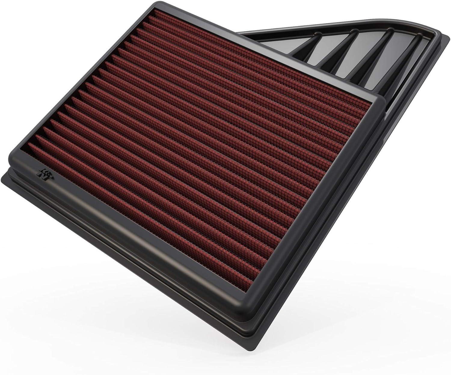 Top view of the high-flow panel replacement air filter by K&N engineered for Ford Mustang models
