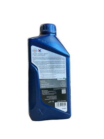a genuine 1L blue plastic container of Valvoline by Aramco All-Climate 10W-30 engine oil on CarBoost store.