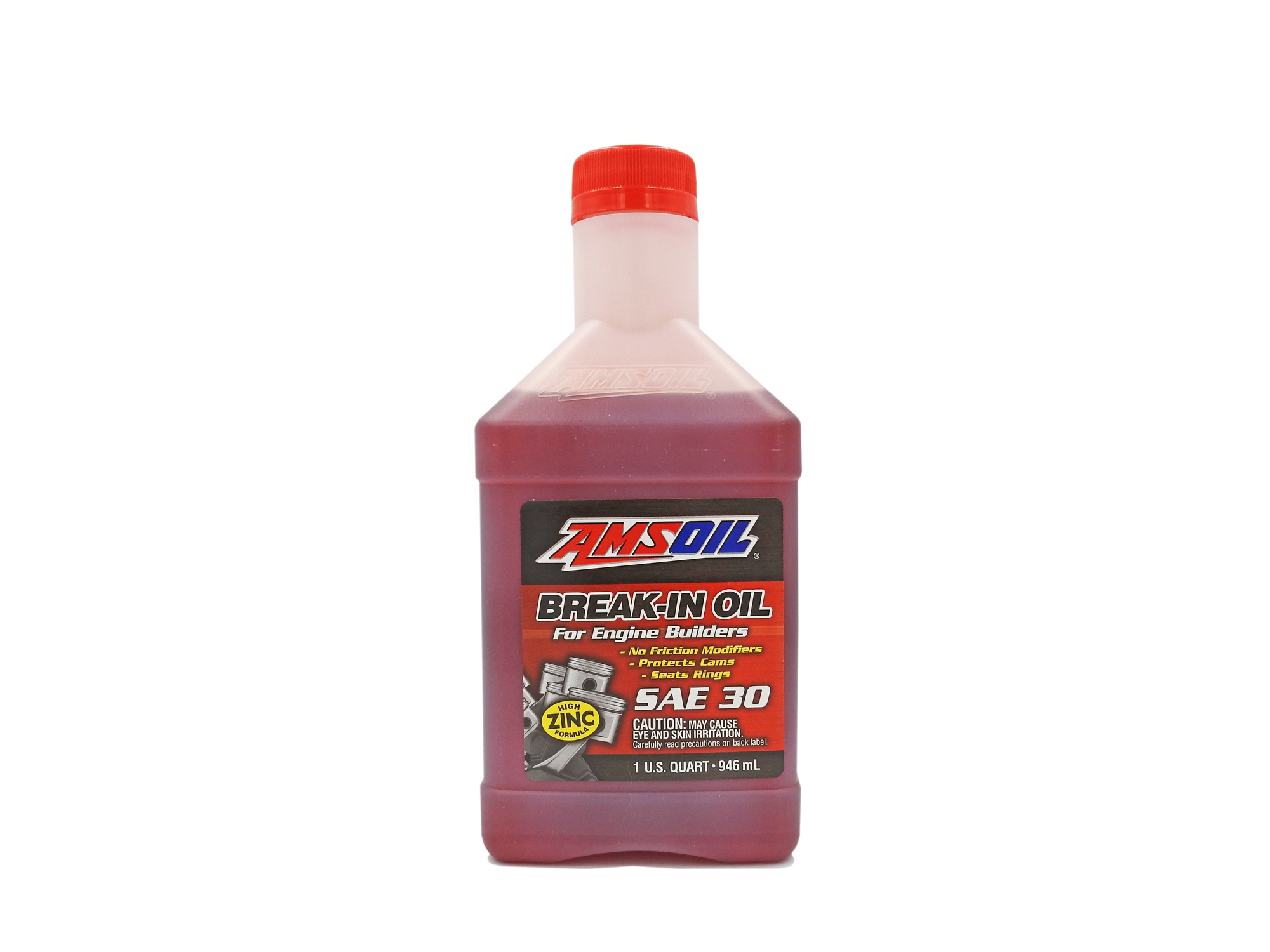 A 946ML bottle of specialized AMSOIL Break-In SAE 30 assembly and break-in engine oil