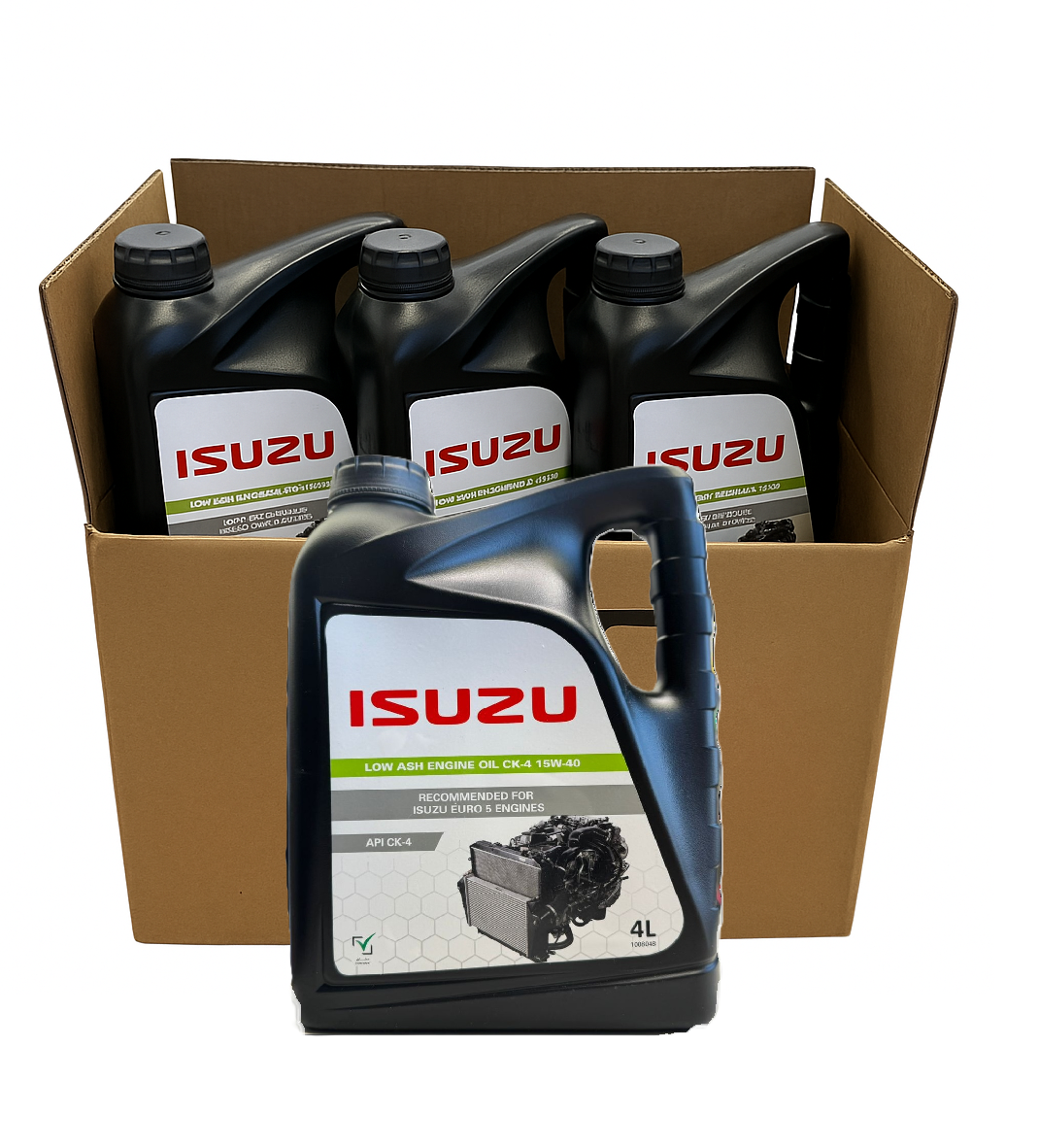Isuzu Genuine Engine Oil 15W-40 CK-4 carton with 4L canisters