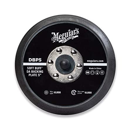 A 5-inch round black backing plate dedicated to dual-action polishers by the Meguiar's brand