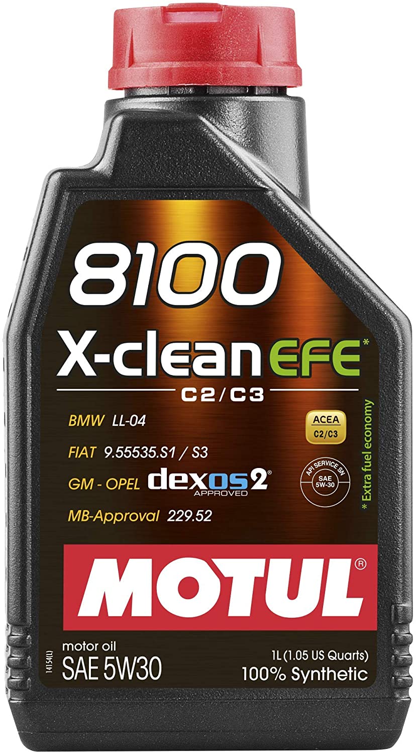 genuine 1-liter bottle of Motul 8100 X-clean EFE 5W-30 100% synthetic motor oil on CarBoost store.
