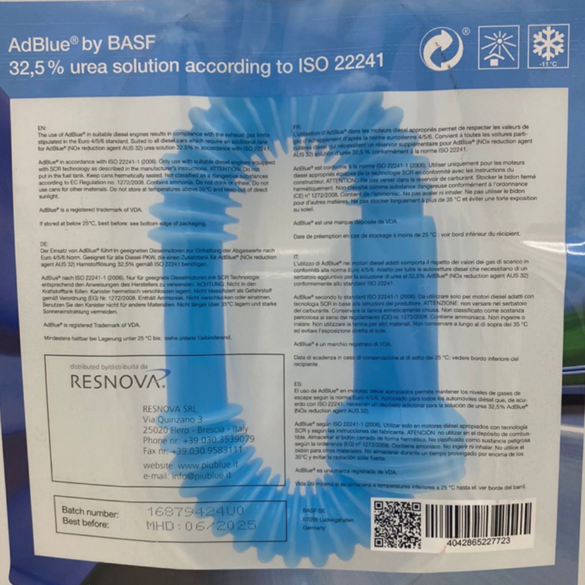 : 10L container of BASF AdBlue® 32.5% urea solution