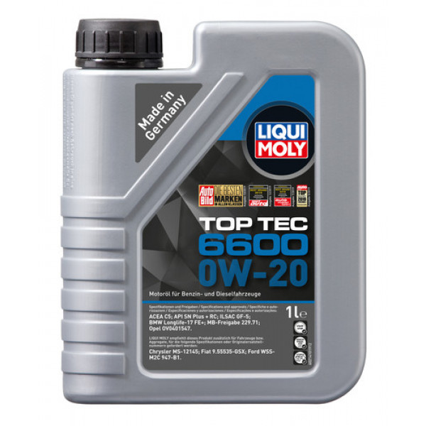 LIQUI MOLY Top Tec 6600 0W-20 engine oil 1 liter bottle