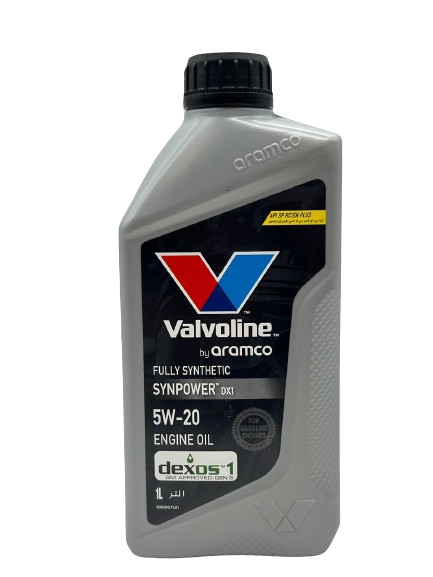 عبوة زيت محرك فالفولين Valvoline 5W20 تخليقي بالكامل سعة 1 لتر، إنتاج أرامكو السعودية لمتجر كاربوست.