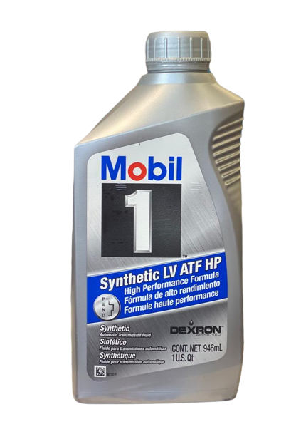 946ml bottle of Mobil 1 Synthetic LV ATF HP Automatic Transmission Fluid