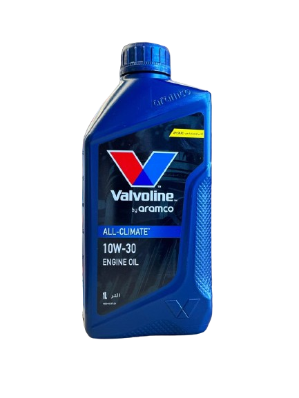 a genuine 1L blue plastic container of Valvoline by Aramco All-Climate 10W-30 engine oil on CarBoost store.